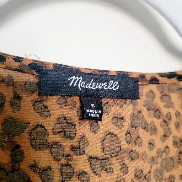 Madewell Flutter-Sleeve Wrap Mini Dress in Painted Leopard - Picture 7 of 9